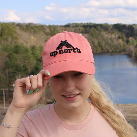 Up North Raised Embroidery Dad Hat - Melon