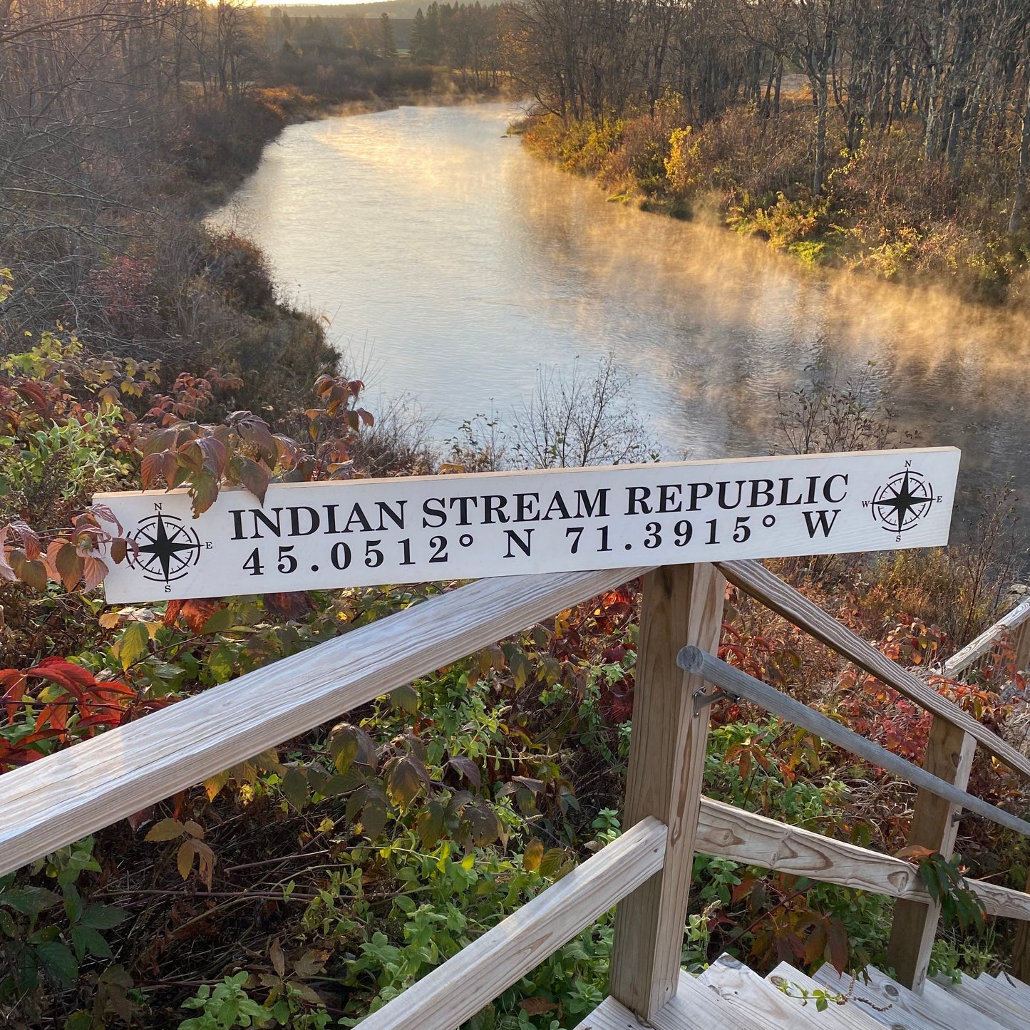 Indian Stream Republic & Coordinates - Solid Wood Sign