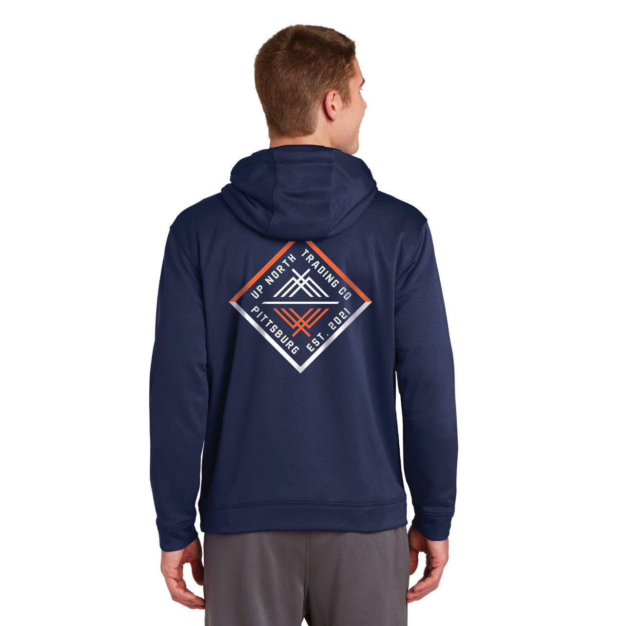 Linear Mountain Graphic Poly Hoodie - Navy