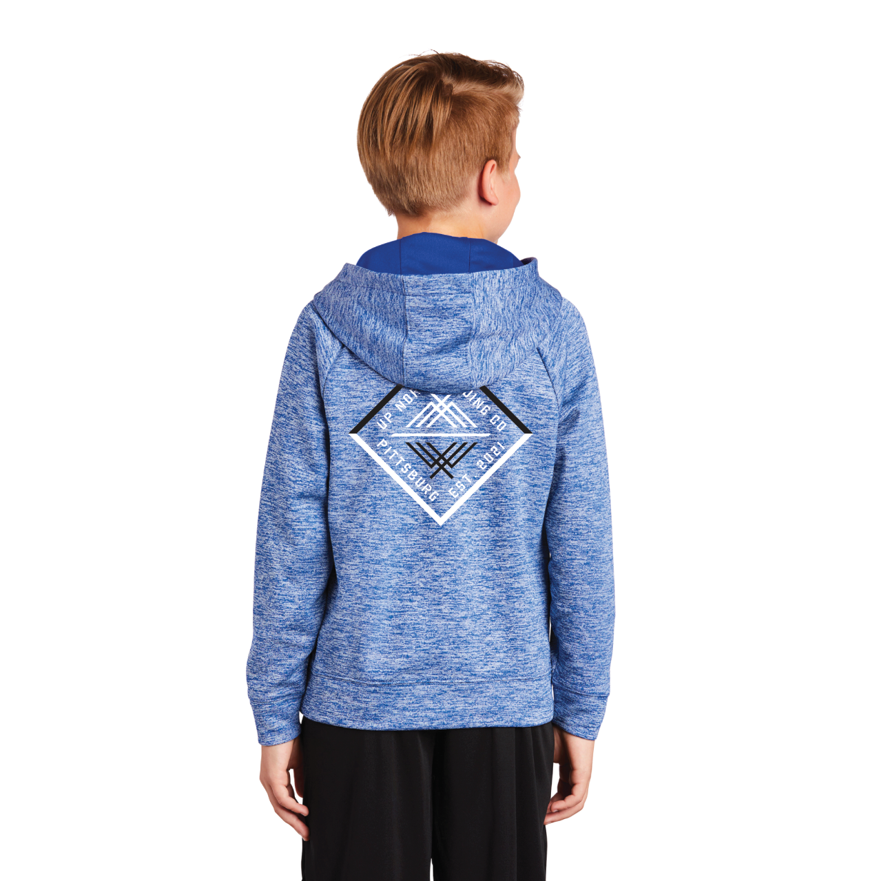 Kids Linear Mountain Graphic Poly Hoodie - Royal Heather