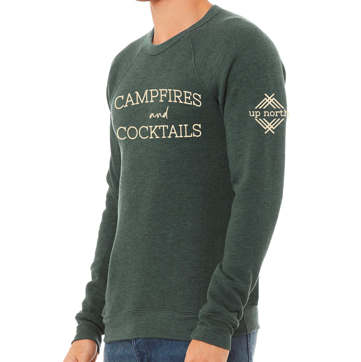 Campfires & Cocktails Ultra Soft Crew - Heather Forest