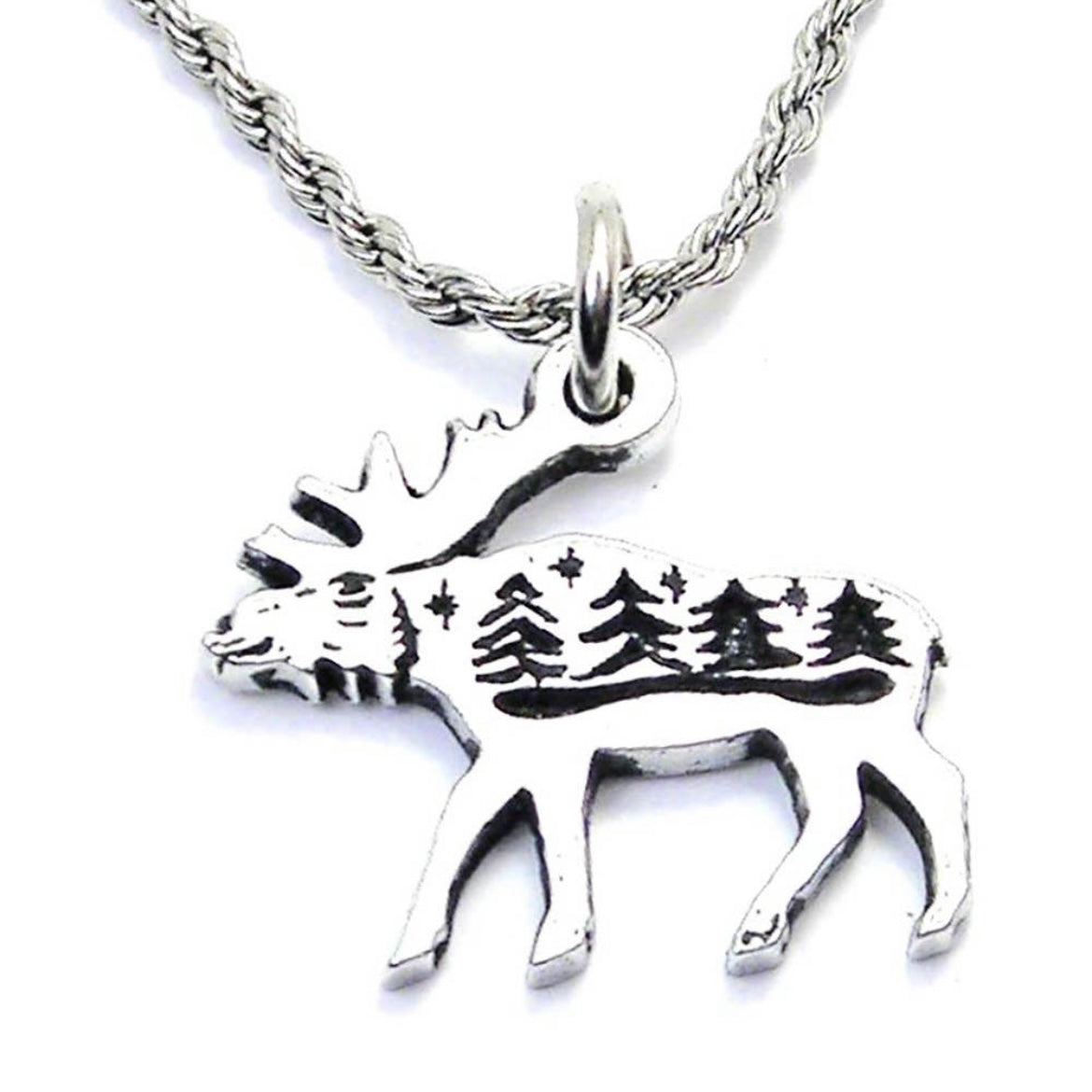 Moose Scenery Charm Necklace