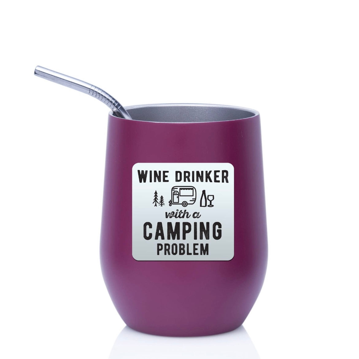 Sticker, Wine Drinker with a Camping Problem