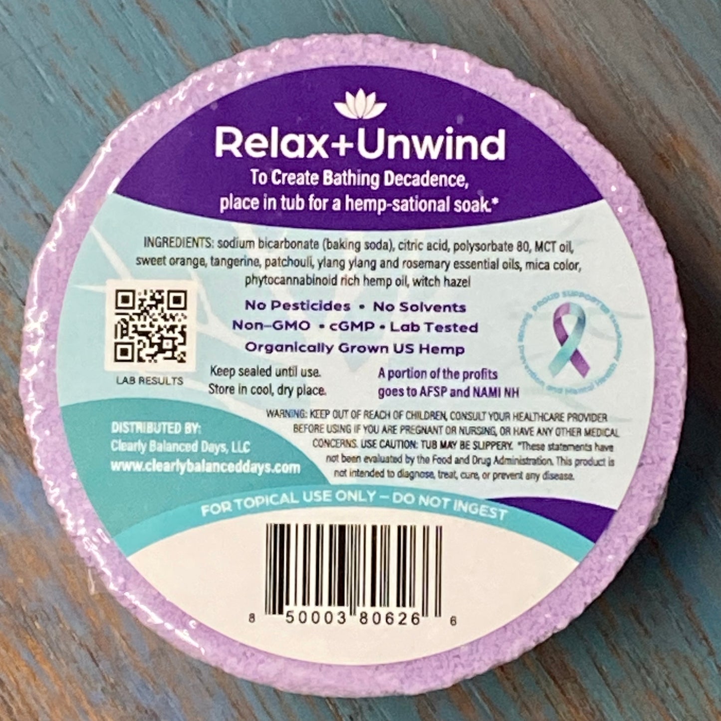 Relax+Unwind - CBD Fizzy Bath Bomb Disc