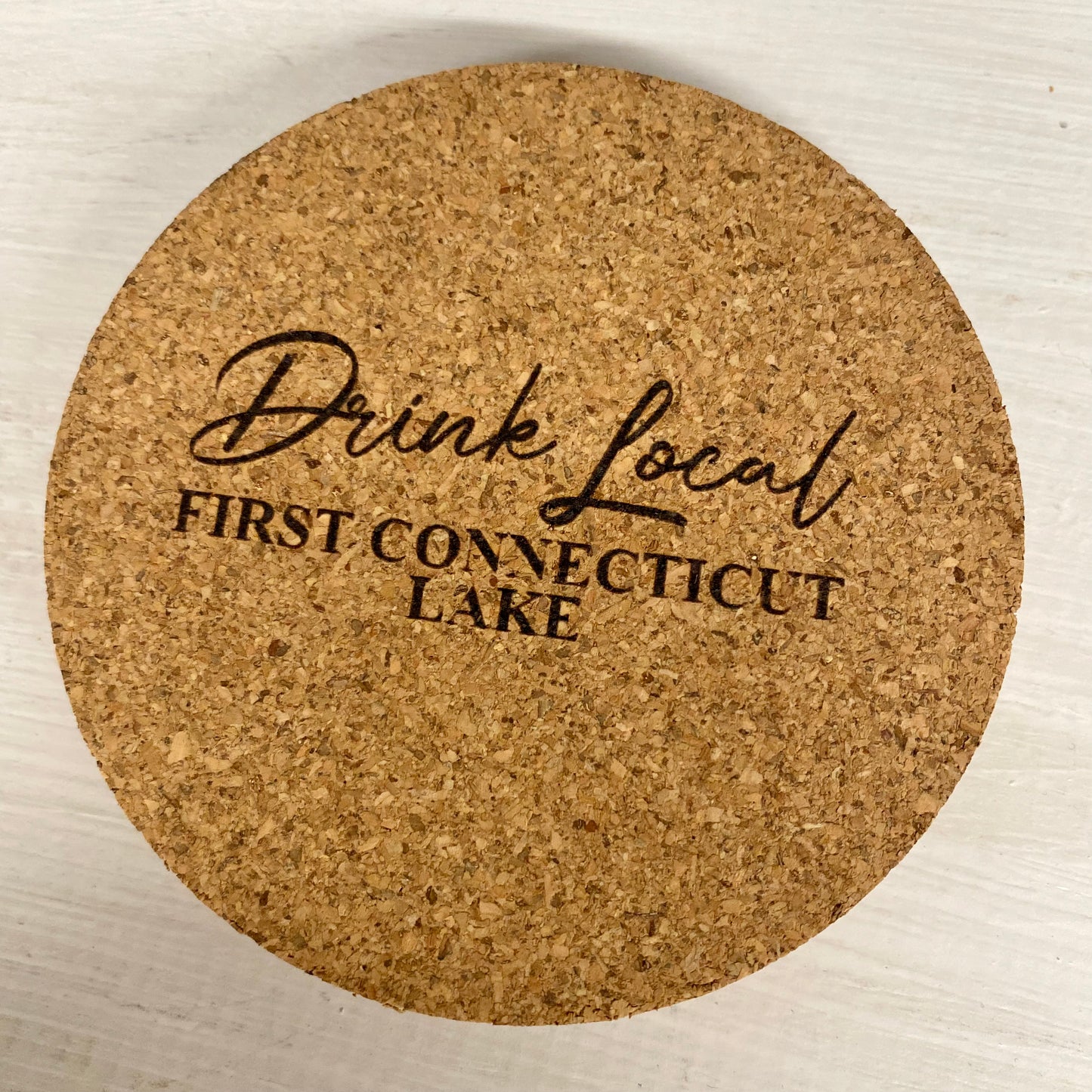 Drink Local First Connecticut Lake Cork Coaster