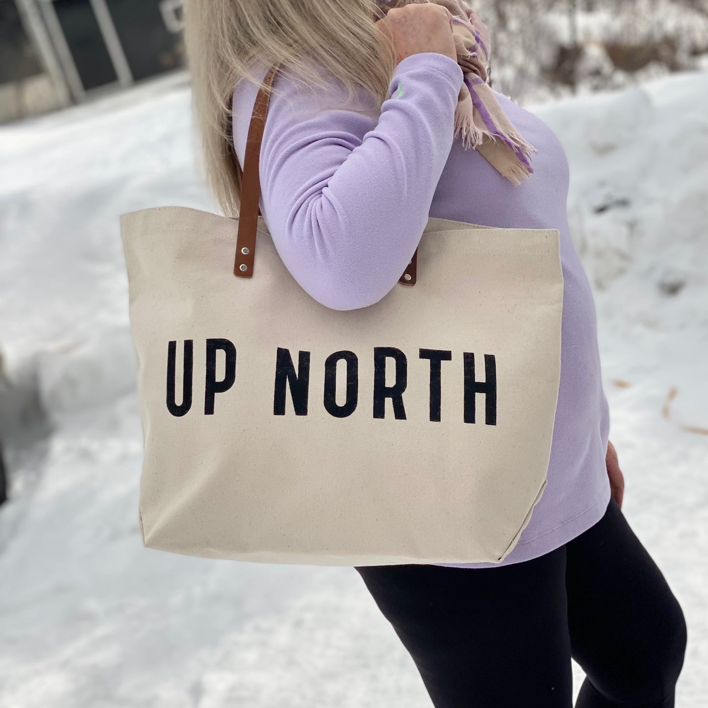 UP NORTH Canvas Utility Tote Bag