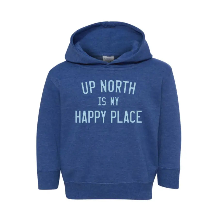 Up North Is My Happy Place Kids Sweatshirt. Royal